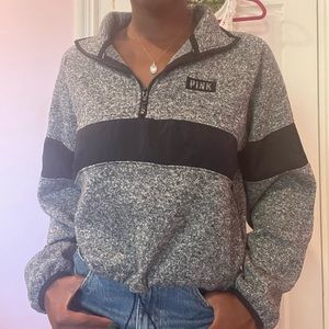 Gray and black PINK quarter-zip jacket